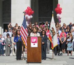 At the California State Capitol, Assemblymember Mary Hayashi talks about Perinatal and Maternal Mental Health Awareness Day