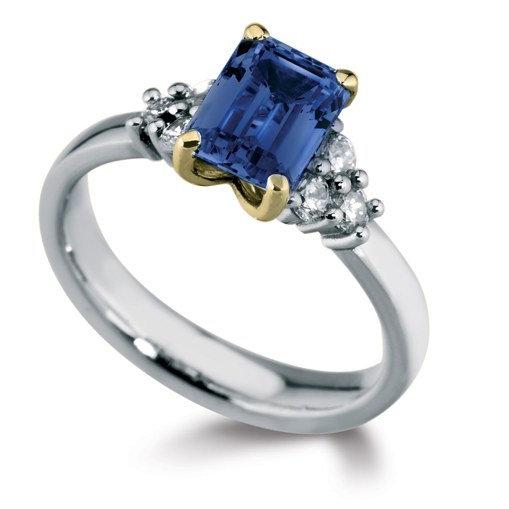 Blue Sapphire and Diamond Ring