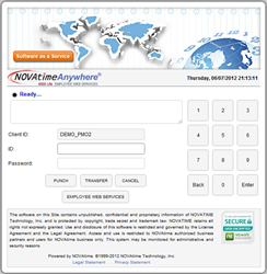 NOVAtime Employee Login and Web Punch page