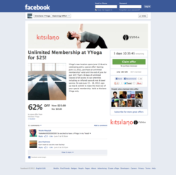 The YYoga offer running in Facebook, powered by Wishpond Social Offers