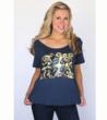 This beautiful Van Gogh-style print of the exploding Tardis is accented with highlights of gold foil. You'll love this flattering box tee with a wide scoop neck!