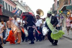 Musicians leading a New Orleans French Quarter Parade
