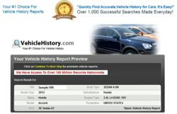 Basic VehicleHistory.com Report