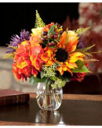 Silk Rose, Hydrangea & Sunflower Arrangement