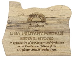 Plaque presented to USA Military Medals