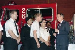 President Bush with fire fighters