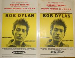 Vintage 1963 Bob Dylan Newark, New Jersey Mosque Theater Concert Poster