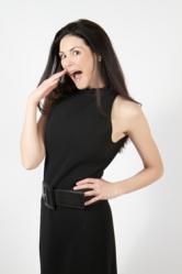 A surprised and happy woman