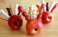 Healthy classroom snacks like Gobbling Turkey Apples are a fun way to celebrate the seasons and healthy eating.