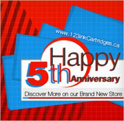 5th anniversary of 123inkcartridges.ca