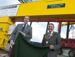 Adam Cunliffe, Managing Director, Freightliner Ltd and Mayor of Southampton, Councillor Derek Burke officially launched the new cranes
