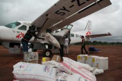 MSF unload an MSF plane full of medical supplies for the Yida refugee camp in South Sudan.Copyright: Eddy McCall