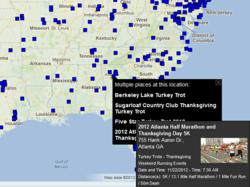 A screenshot from the Turkey Trots Locator.