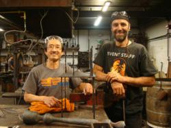 Hiroki Fukushima and Blacksmithing Instructor Chris Niemer
