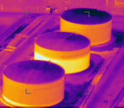 Genscape Aeriel Infrared Photo Measuring Oil in Tanks
