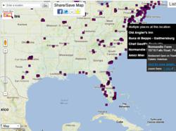 A screenshot from the 2012 Restaurants Open on Thanksgiving Locator.