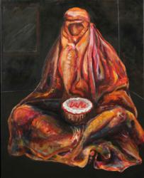 "Unseen and Unheard", a 30x24 inch oil painting by Susan Kraft showing at the Triton Museum of Art