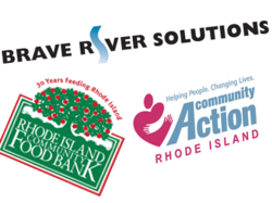Brave River Solutions, Rhode Island Food Bank, and Westbay Community Action logos