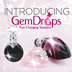 Photo of GemDrops jewlery with logo saying Introducing GemDrops.