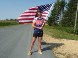 A member of Team Hope For The Warriors shows her American pride