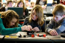 Students competing in the Botball competition