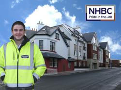 Hartford Homes site manager Dominic McGreevy outside the Royal Buildings in Onchan