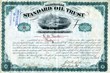 Scripophily.com offers original Standard Oil Trust Stock Certificate hand signed by signed by John. D. Rockefeller and Henry Flagler