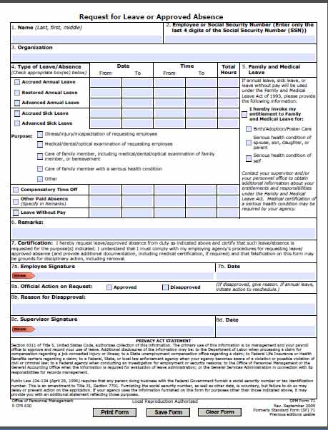 Opm Form 71 Fillable Pdf Printable Forms Free Online