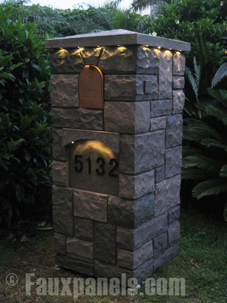 mailbox stone solar kit faux lighting brick driveway column entrance night lights gate mail columns pillar around lighted pillars fence