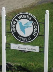 writer's retreat welcome sign at When Words Count Retreat