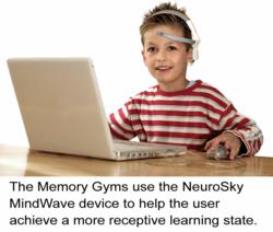The Memory Gyms use the NeuroSky MindWave device to help the user achieve a more receptive learning state.