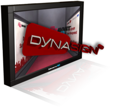 The Dynasign logo appears to leap off a Magnetic 3D glasses-free 3D display