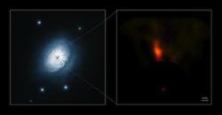 Two views of the gas and dust around star HD 100546