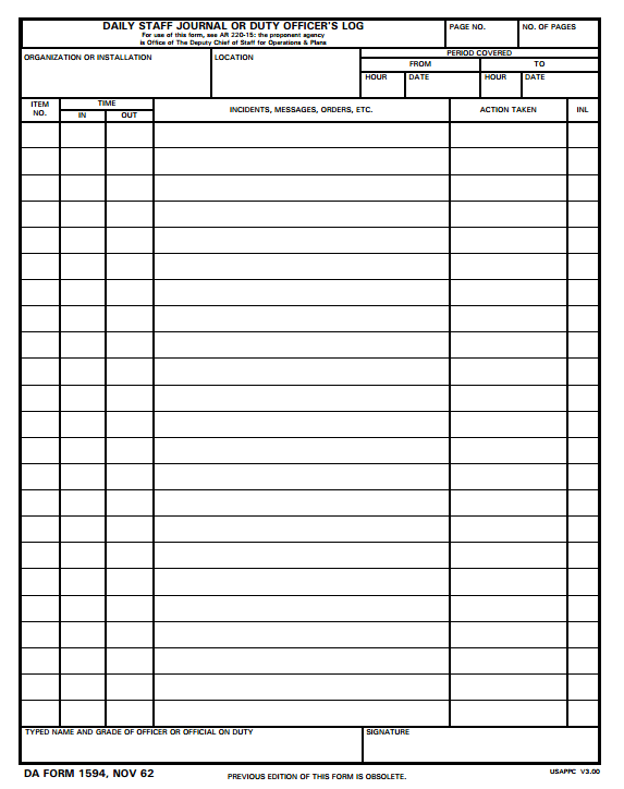 Fillable Da Form 1594 Printable Forms Free Online