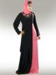 Simra Pink and Black Embroidered Eid Abaya