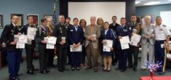 Competition finalists with judges and Major General Charles Rodriguez