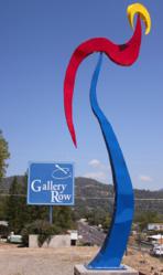 This 16-foot tall sculpture from Fresno's Chris Sorenson stands tall outside Oakhurst's "Gallery Row", a series of art galleries that serve as the hub of the region's thriving art scene.