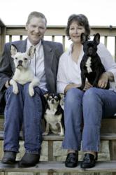 Adjustable Bed donation helps Harold Hacker have more energy. Photo with wife Maleta and his three french bulldogs
