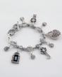 Silvertone "Keys To My Heart" Marcasite Charm Bracelet is...