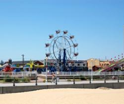 Ferris wheel at Virginia Beach provides a bird's eye view of the boardwalk, beach and sea.