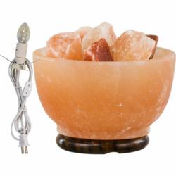 Salt Lamp Bowl w/Wood Base with Chunks
