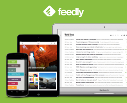 Screenshot of Feedly RSS reader service