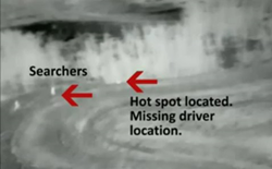 Thermal Image of Searchers and Injured Driver