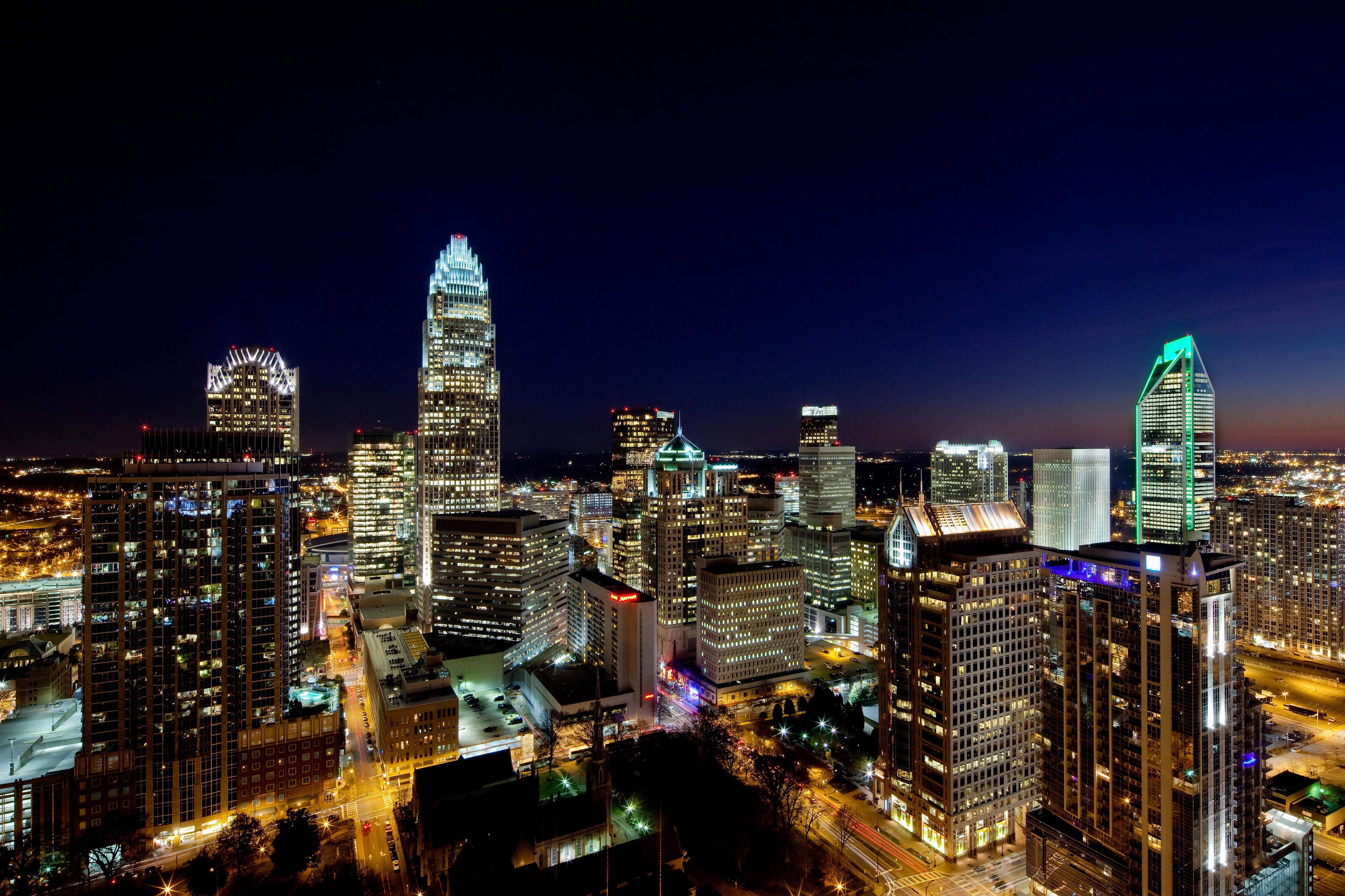 Charlotte North Carolina Skyline Silhouette Vektor Illustration 