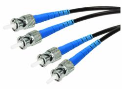 L-com's military/tactical fiber optic cable assembly with ruggedized ST connectors