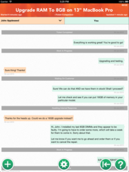 A business interacts with its customer through ServiceFox about work being performed