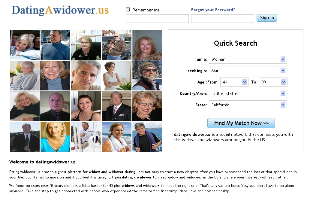Dating sites for widows and widowers only