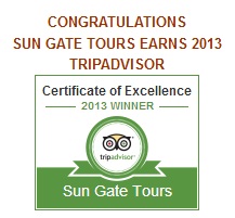 SUN GATE TOURS EARNS 2013 TRIPADVISOR