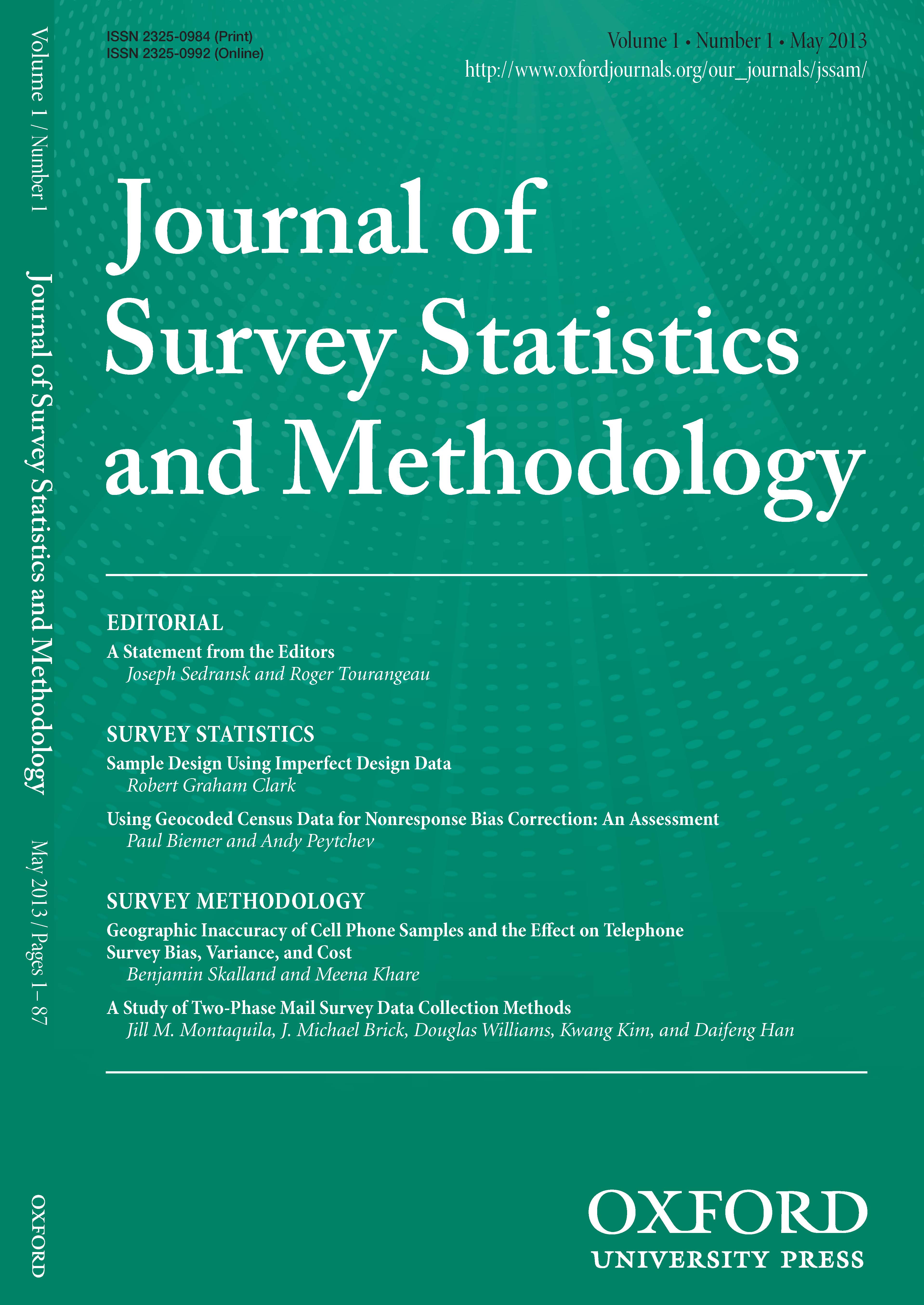 Oxford University Press Publishes New Journal of Survey Statistics and