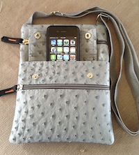 Ostrich Cross Body Cell Phone Purse